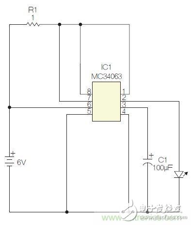 圖1：閃光燈標電路圖。