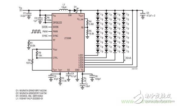 驅(qū)動器用于 20 個(gè)白光 LED