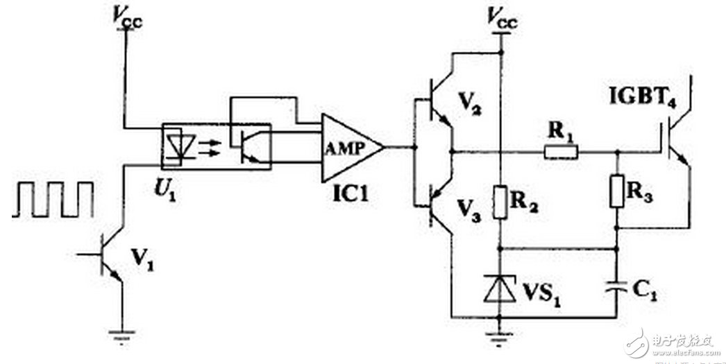 HCPL316J 可以驅(qū)動 150 A/1200 V 的 IGBT ，光耦隔離， COMS/TTL 電平兼容，過流軟關(guān)斷，最大開關(guān)速度 500 ns ，工作電壓 15 ～ 30 V ，欠壓保護。輸出部分為三重復(fù)合達(dá)林頓管，集電極開路輸出。采用標(biāo)準(zhǔn) SOL-16 表面貼裝。