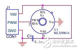 　Melexis單點紅外測溫產(chǎn)品MLX90614已經(jīng)面市有好幾年，在各個領域也得到不同的應用，總結(jié)和探討關(guān)于這款紅外測溫產(chǎn)品的應用經(jīng)驗必不可少。為此我整理了關(guān)于MLX90614接地和布板的一些經(jīng)驗，首先我們來談談PWM模式下芯片去耦設計。