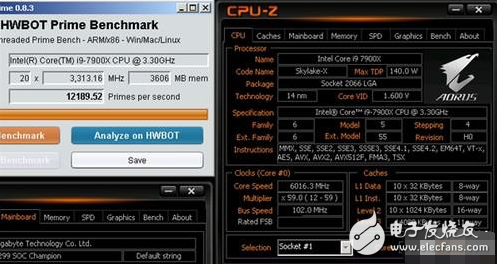 全球最牛CPU誕生：i9-7900X超頻至6016MHz得分12189.52！需零下110度極寒環(huán)境