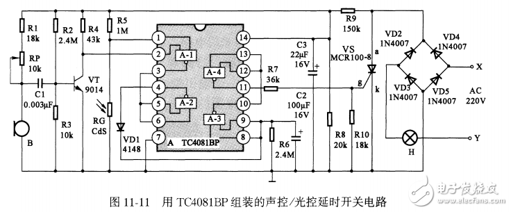基于C4081BP聲、光控延時(shí)開(kāi)關(guān)電路設(shè)計(jì)