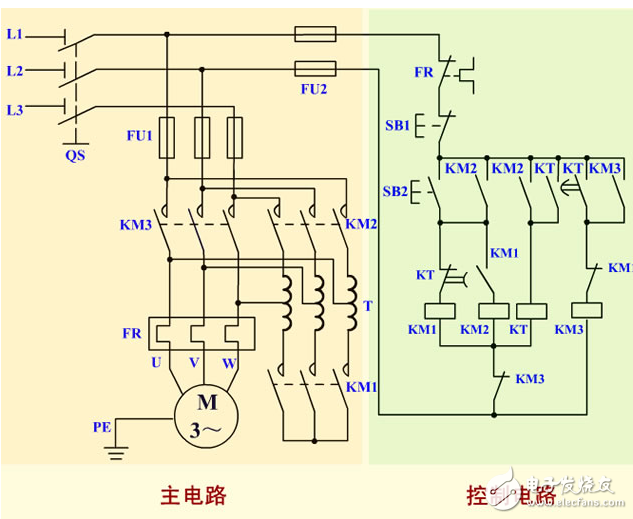 自耦變壓器降壓?jiǎn)?dòng)控制電路組成及工作原理