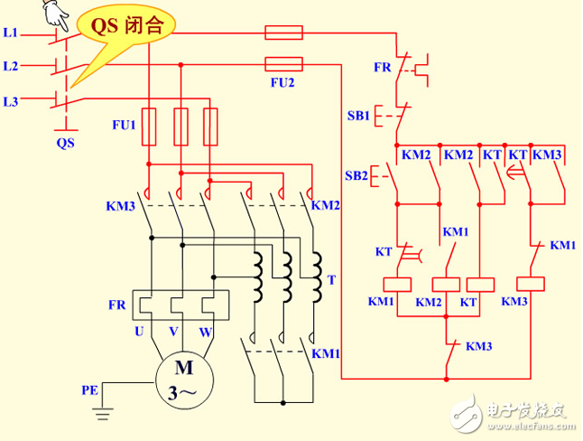 自耦變壓器降壓?jiǎn)?dòng)控制電路組成及工作原理