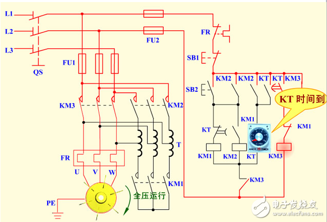自耦變壓器降壓?jiǎn)?dòng)控制電路組成及工作原理
