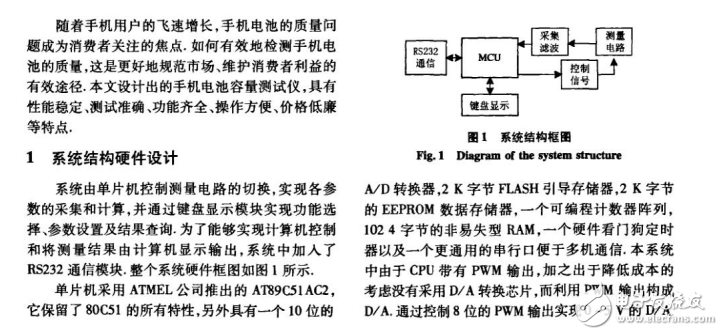 手機電池智能測試儀的系統(tǒng)結(jié)構(gòu)及其各模塊設(shè)計的介紹