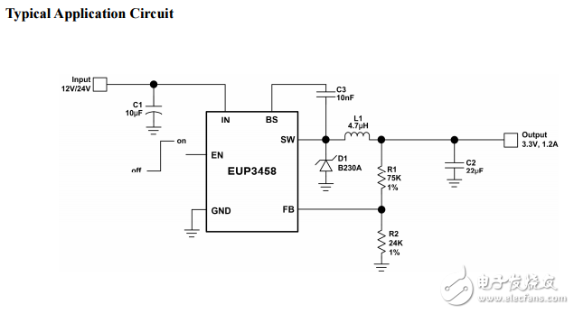 EUP3458-1,1.2A，30V，1.2mhz降壓轉(zhuǎn)換器