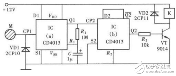 cd4013開關(guān)應(yīng)用電路圖匯總（電源/開關(guān)/觸摸開關(guān)/防抖動(dòng)/定時(shí)器）