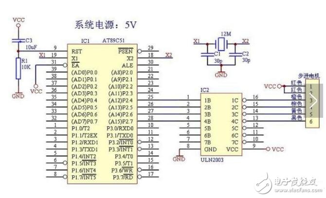51單片機(jī)ULN2003驅(qū)動步進(jìn)電機(jī)的典型應(yīng)用電路圖