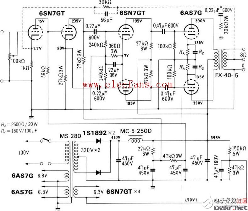 推挽電路圖全集（6n5、6N16B、6N11+6N5、6T1+6N15等推挽電路）