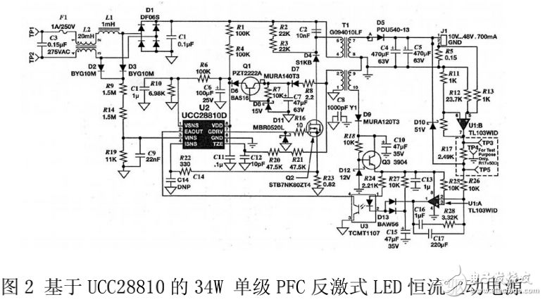 基于UCC28810的34W單級PFC反激式LED恒流驅(qū)動電源的設(shè)計(jì)