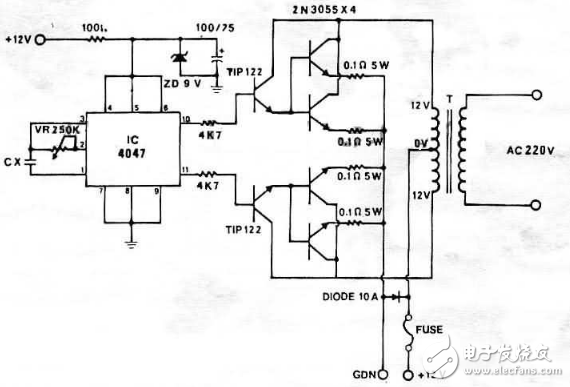 cd4047應(yīng)用電路圖解（信號(hào)控制電路圖、逆變器電路圖）