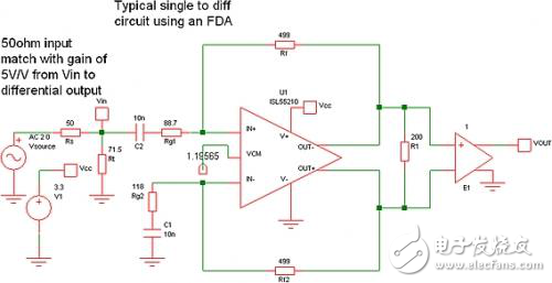 淺談有源匹配電路改善寬帶全差分放大器的噪聲性能