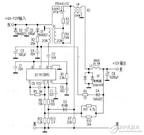 電動(dòng)車72v轉(zhuǎn)換器轉(zhuǎn)12V如何接線