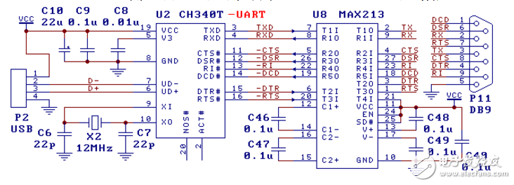 usb轉(zhuǎn)串口ch340電路圖