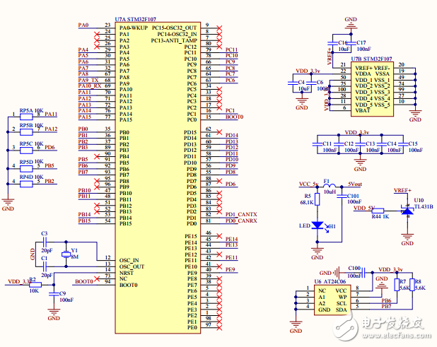 基于STM32的8通道4軸液壓驅(qū)動(dòng)控制器電路圖