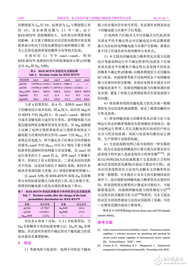 電力市場(chǎng)環(huán)境下電網(wǎng)最大輸電能力概率優(yōu)化決策