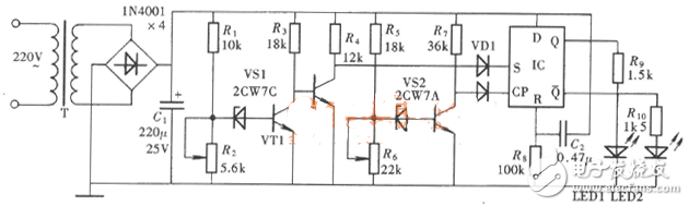 cd4013應(yīng)用電路圖大全（觸摸開(kāi)關(guān)電/定時(shí)器/繼電器/電源頻率檢測(cè)器）